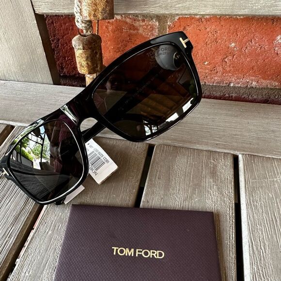 Tom ford August Polarized Sunglasses Black Silver Anniversary Edition Unisex NWT - Picture 6 of 16